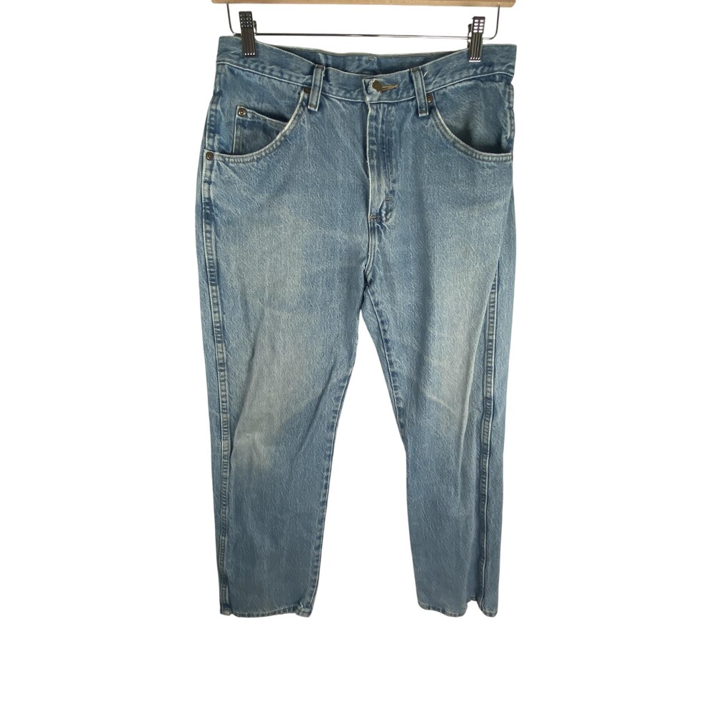 Wrangler Jeans Mens FITS 32x30 Blue Denim Regular Fit Straight Leg Light Wash